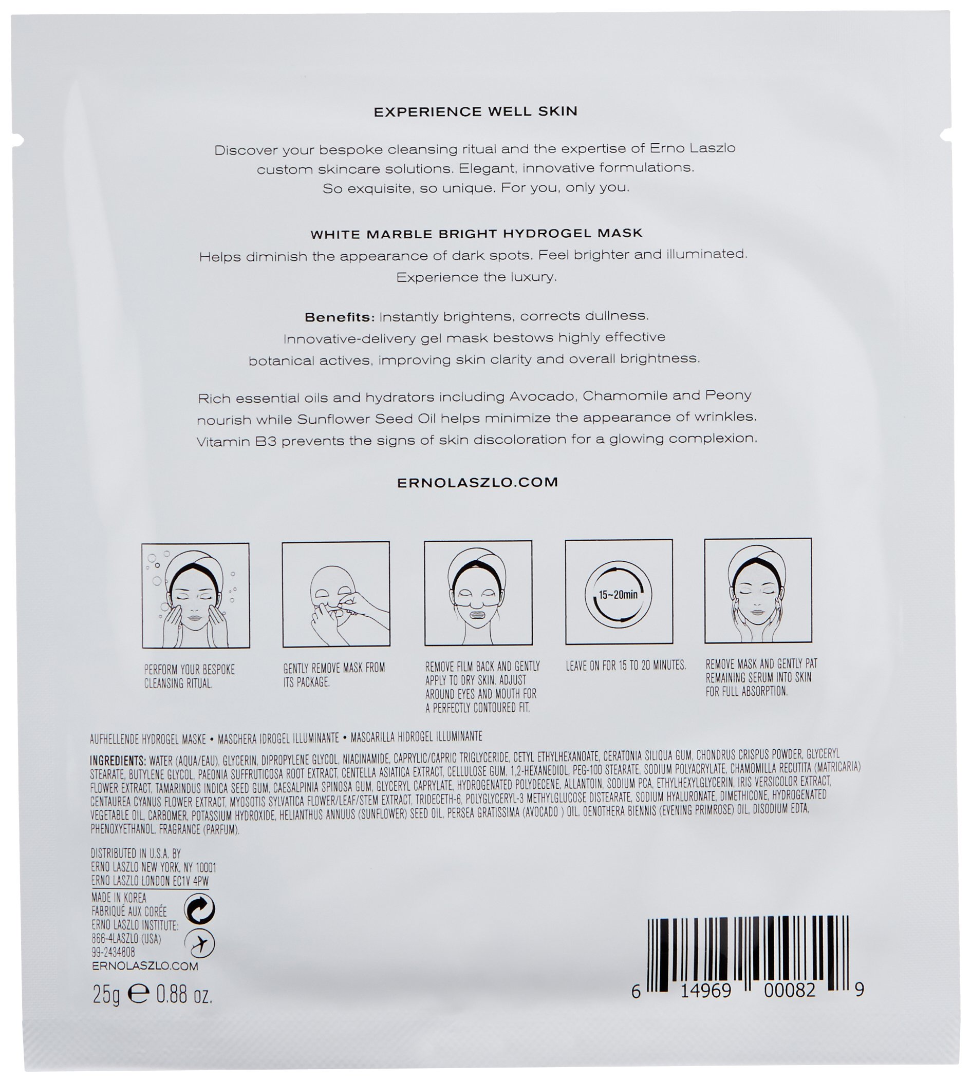 Erno Laszlo White Marble Hydrogel Mask maschera viso illuminante 1 pz