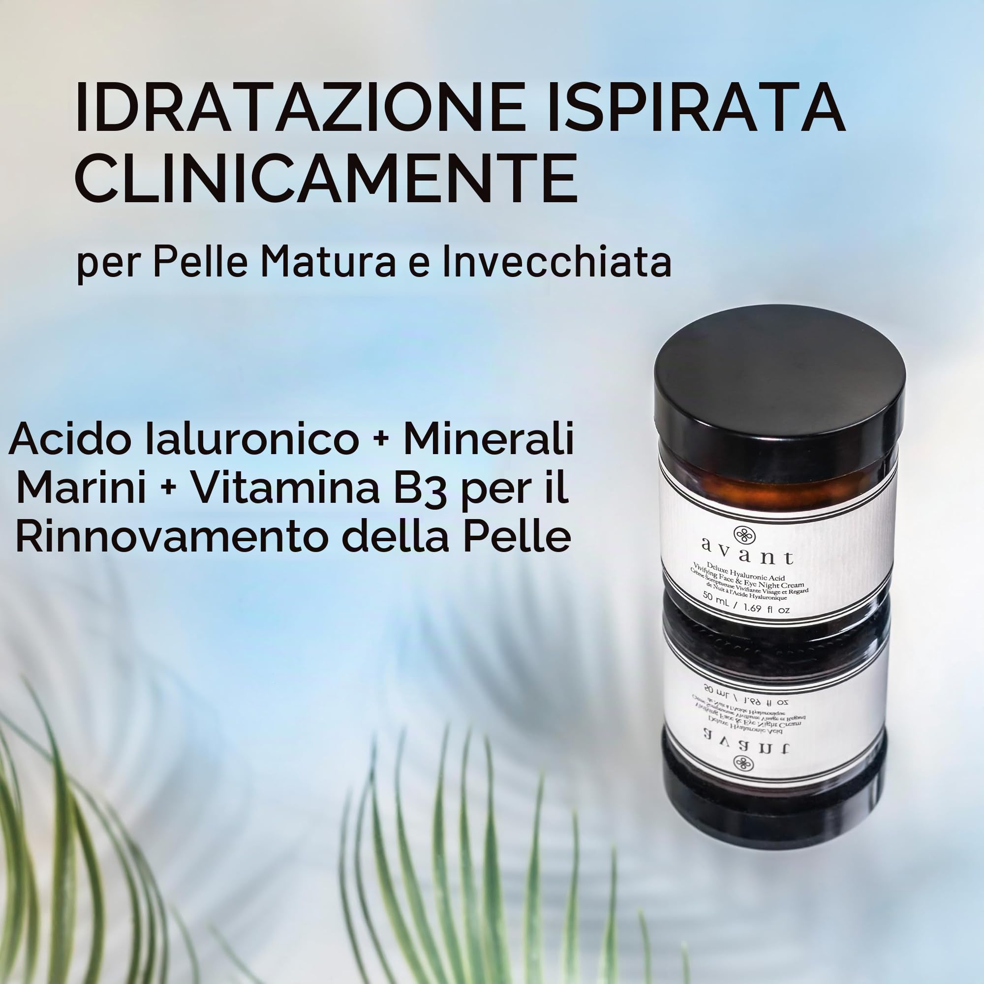 Avant Acido Ialuronico Deluxe crema notte viso e occhi 50 ml idratante