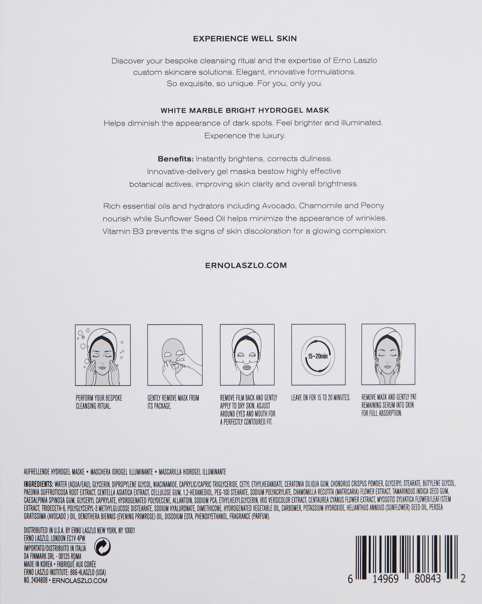 Erno Laszlo White Marble Hydrogel Mask maschera 4 pz luce