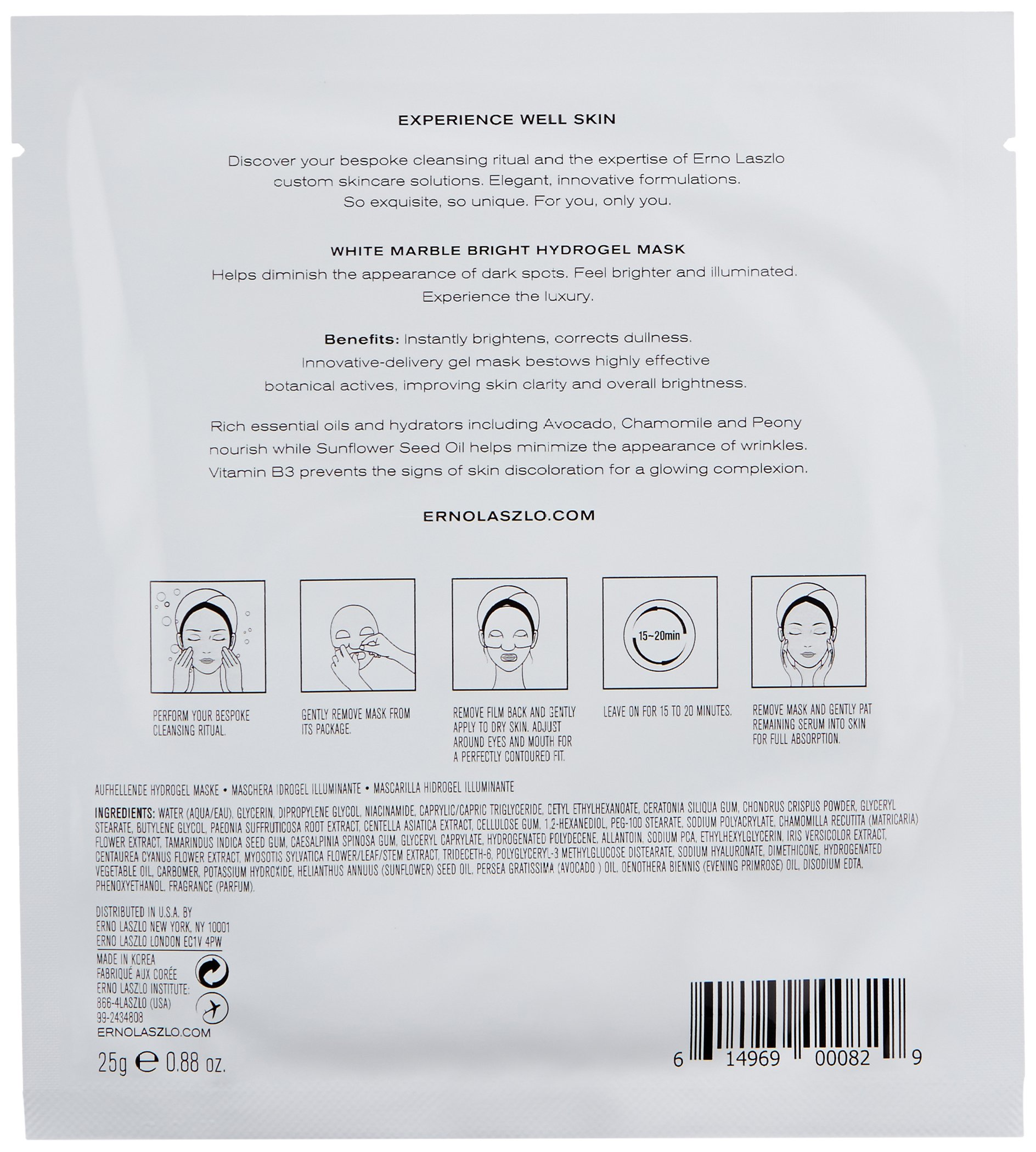 Erno Laszlo White Marble Hydrogel Mask maschera 4 pz luce